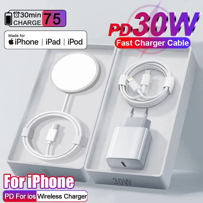 For Apple Magsafes Original Wireless Charger For iPhone 14 13 12 11 15 Pro Max X XS XR 8 Plus Fast Charging Type C Charge Cable