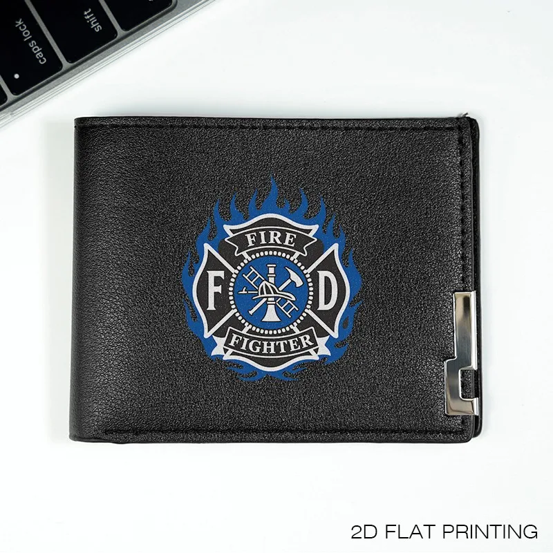 FIRE FIGHTER EMBLEM PORtafoglio sottile da uomo in pelle PU LEGGERO DURABILE DESIGN MINIMALISTA STILE DA Usi per tutti i giorni
