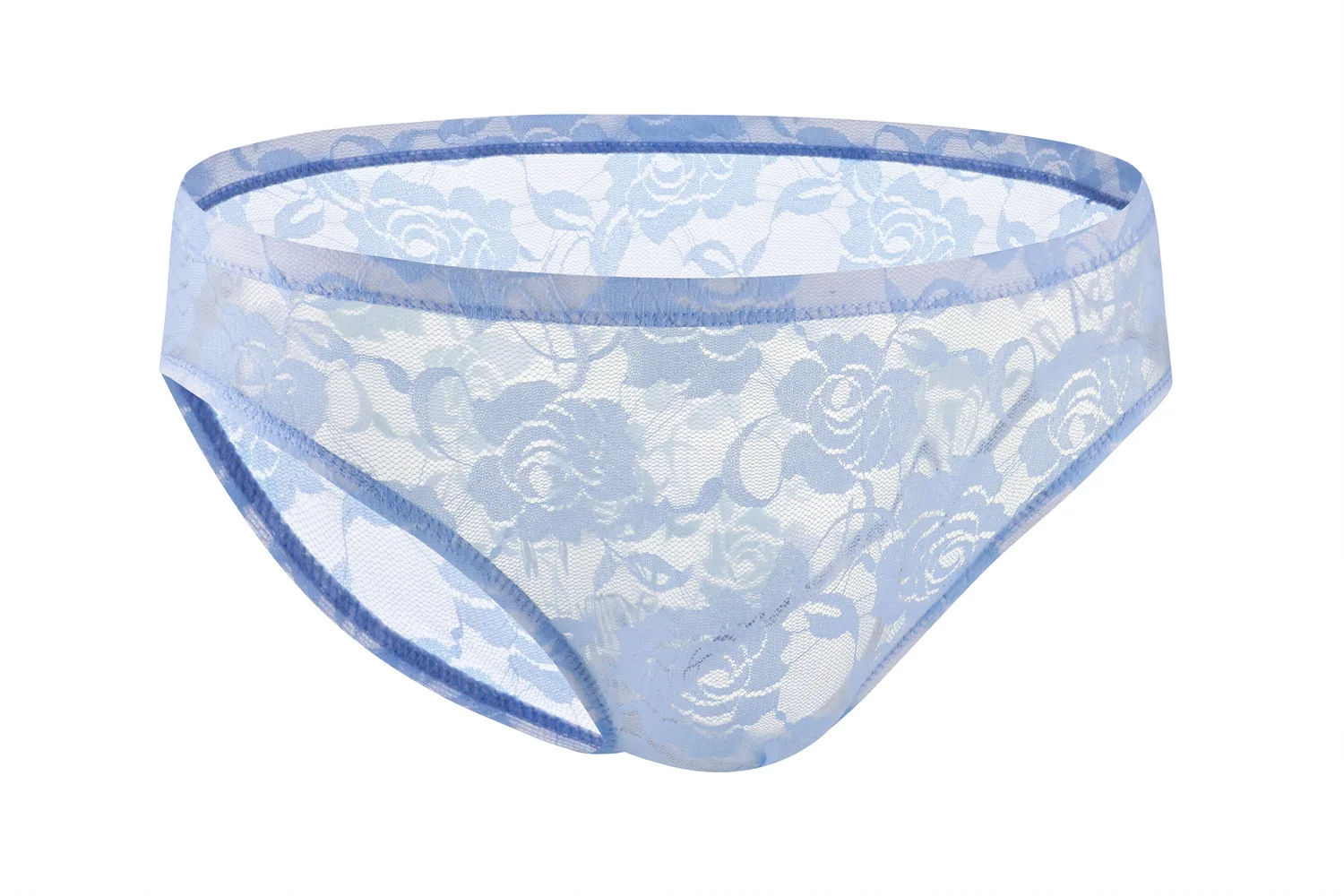 Lace Transparent Brief for Men Sexy Low Waist Bulge Pouch Underwear Thin Breathable Elastic Soft Mesh Sissy Crossdressing Tangas