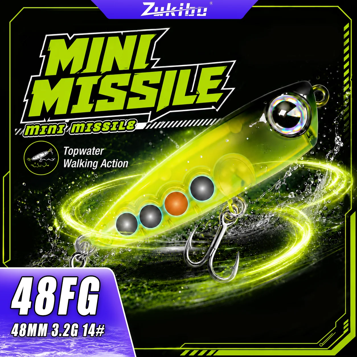 Isca Artificial ZUKIBO Topwater Pencil Flutuante Rígida Walk The Dog Mini Missile BFS Ultraleve para Bass, Trout, Chub e Culter