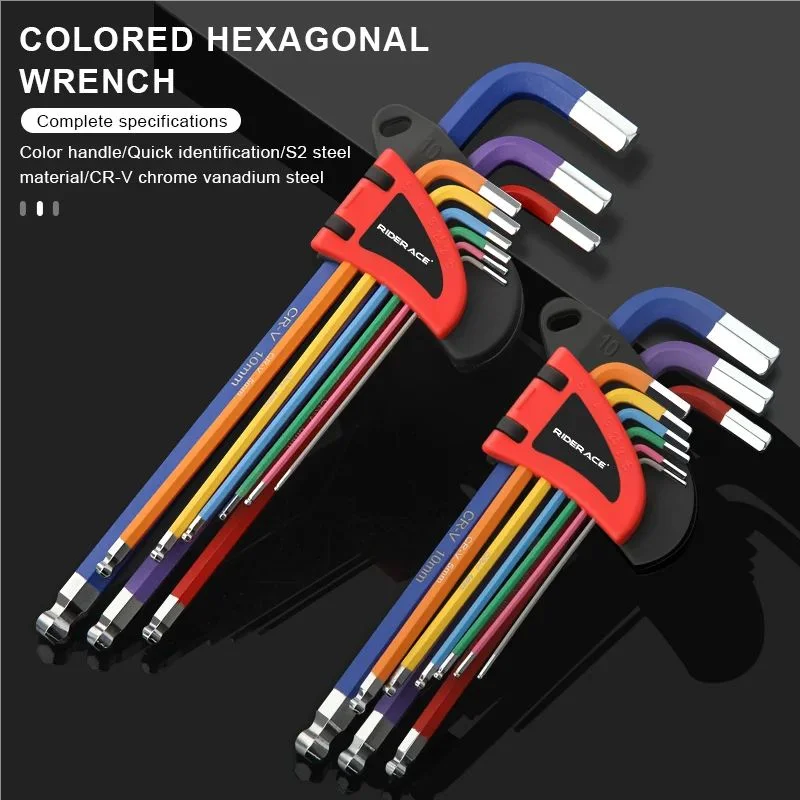 Bicycle Hex Key Set Flat Ball Opening MTB Bike Repair Tool Kit S2 CR-V Steel Service Wrench Colorful Hexagon Spanner