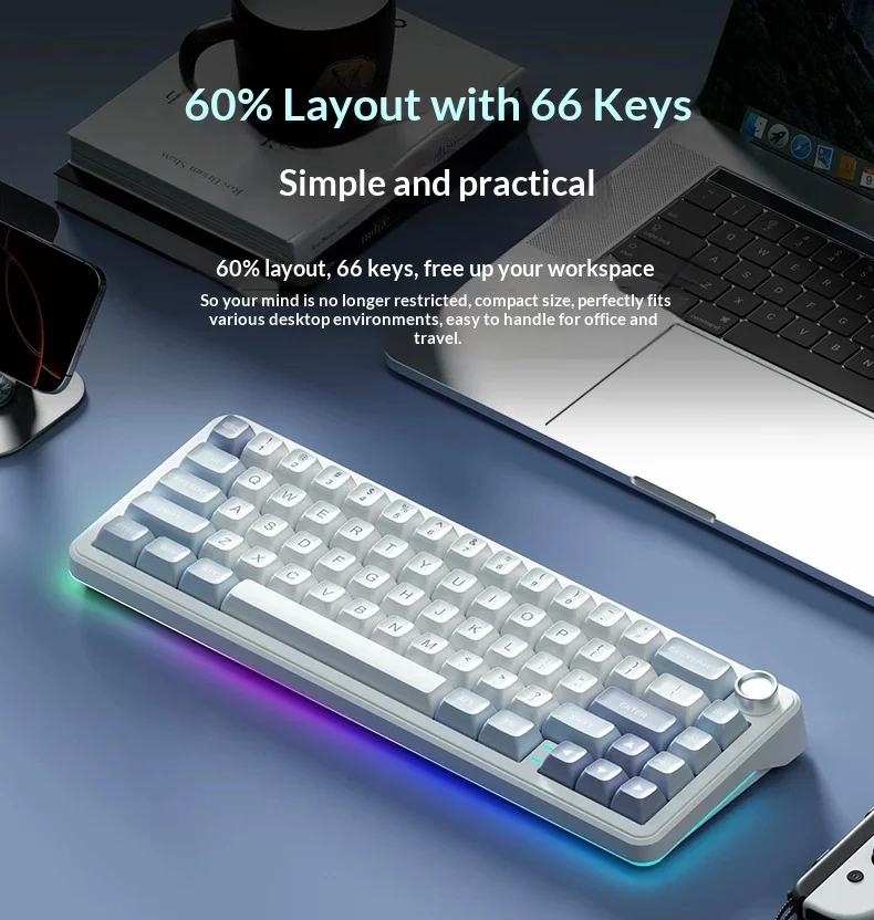WEIKAV WK68 Wireless Keyboard GASKET Structure Multiple Silencing Gaming Keyboard Three-mode Connection Full Key Hot Plug Gifts