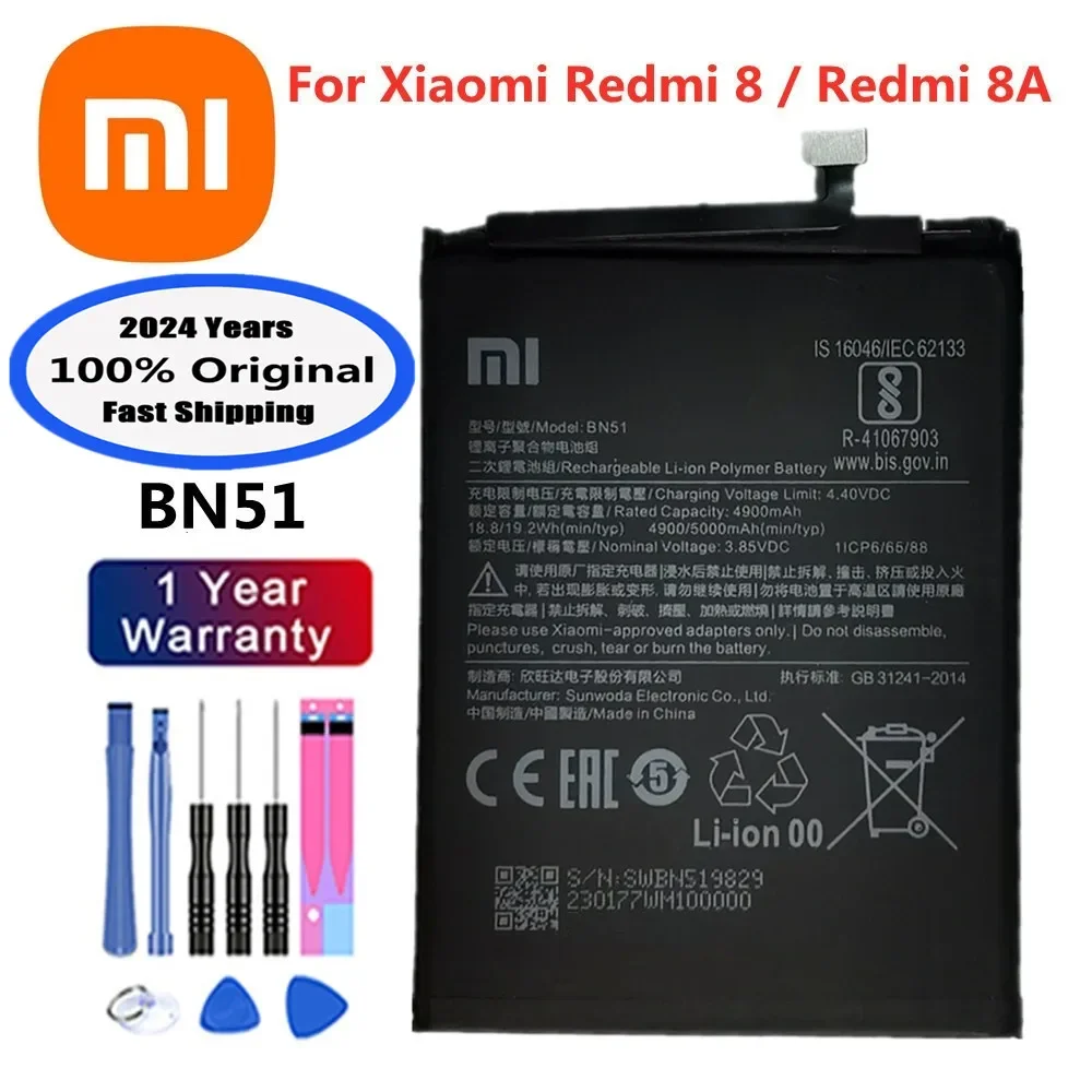 

2024 Years 5000mAh BN51 Orginal Battery For Xiaomi Hongmi Redmi8 Redmi8A Redmi 8 8A Replacement Mobile Phone Battery Bateria