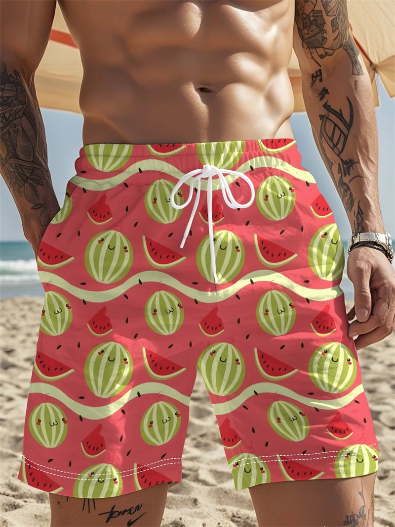 Watermelon Graphic Men's Swim Trunks Quick Dry Beachwear Sports With Pocket 2026 New Running Swim Board Shorts Bathing Suits