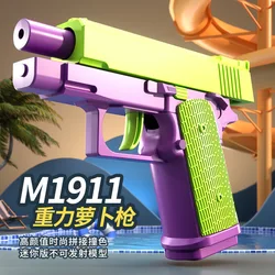 Pistola de juguete 3D miniatura para niños, pistola de gravedad con balas de goma, modelo de juguete de cuchillo miniatura de rábano para niños