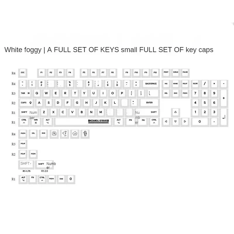 122 Key Keycap Complete Set Milky White Mist Penetration Theme Sublimation Process XSA Height For Cross Axle Mechanical Keyboard