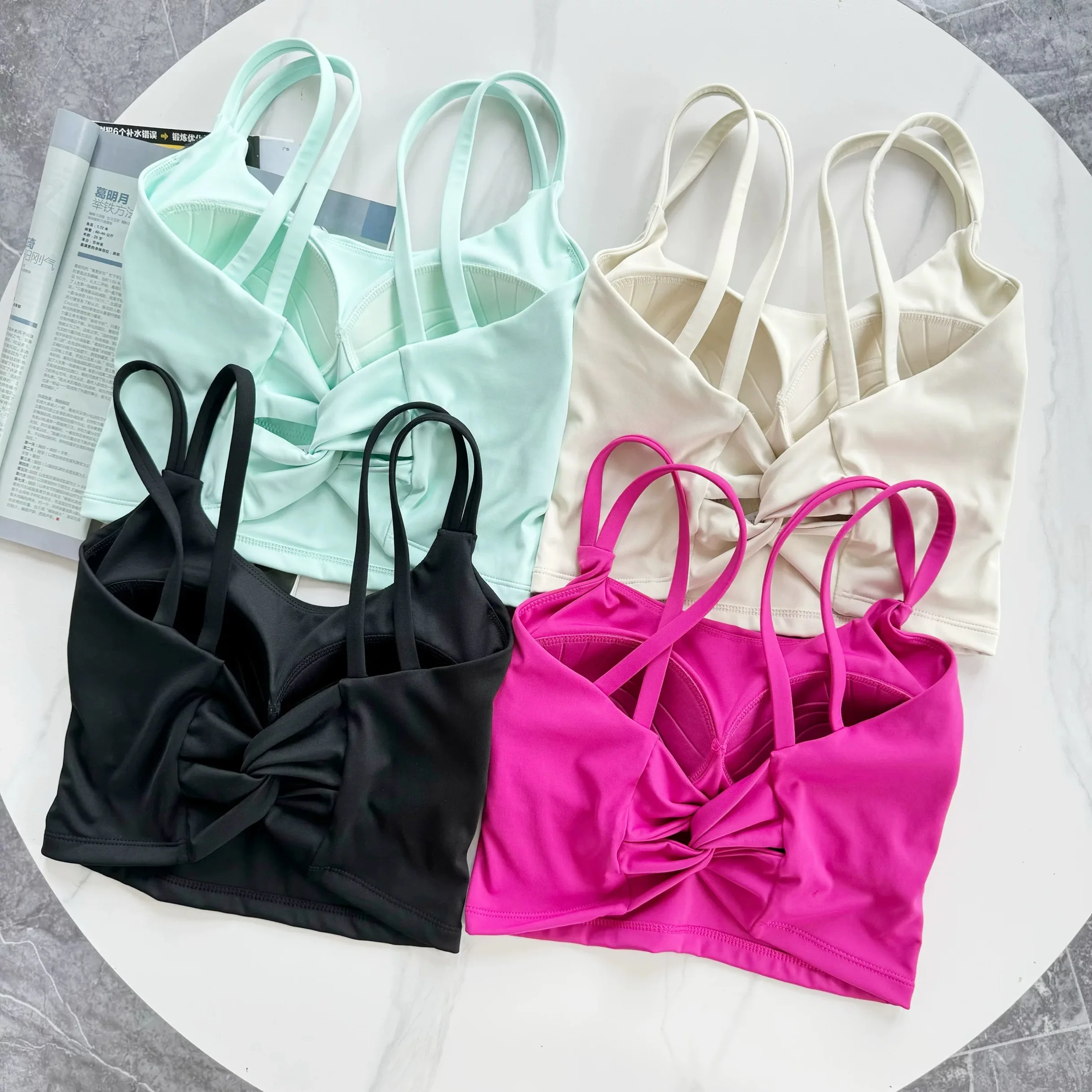 Damen-Yoga-Sport-BH, stoßdämpfende Brustkollektion, schöner Rücken, schnelltrocknende Fitness-Trainingsweste – Detail 10