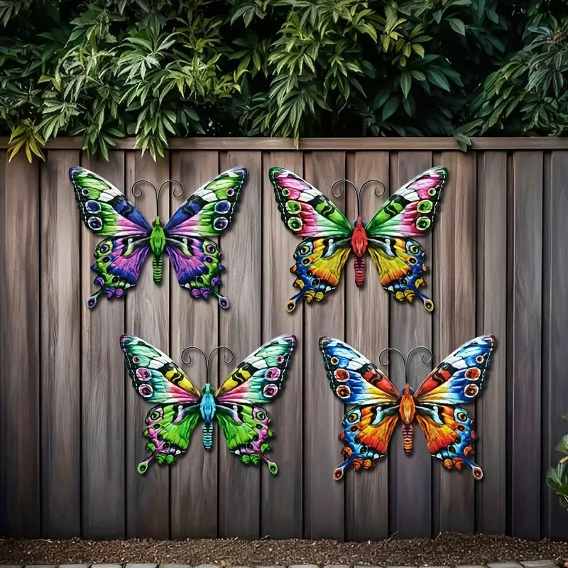 4pcs/1 Set Butterfly Metal Wall Decor, Sophisticated Realistic Insect Pattern Hanging Wall Art Sticker, Good Household Choice