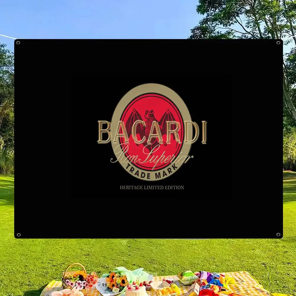 B-Bacardi Rum Vampire Bat Cartoon Flag Wall Hanging Banner Decoration Household Home Decor