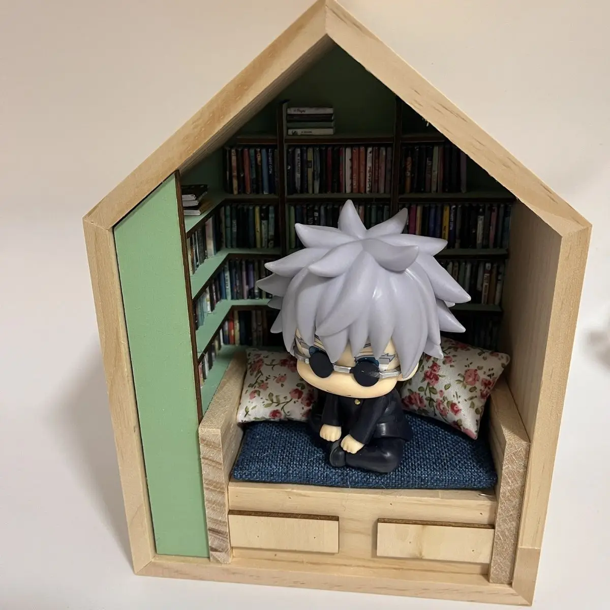 

Original 1:12 Scale Wooden Miniature Scene - Cozy Bookstore Model, Detailed Dollhouse Decor & Desk Accent