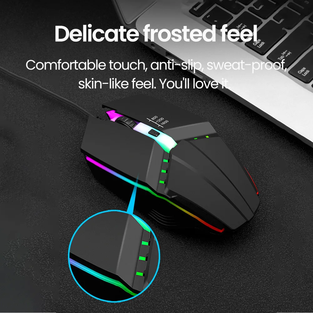 Olaf Mouse USB Wired Gaming Mouse 3 Level DPI Colorful Lighting Mechanical Mouse For Desktop PC Notebook Computer Home Office