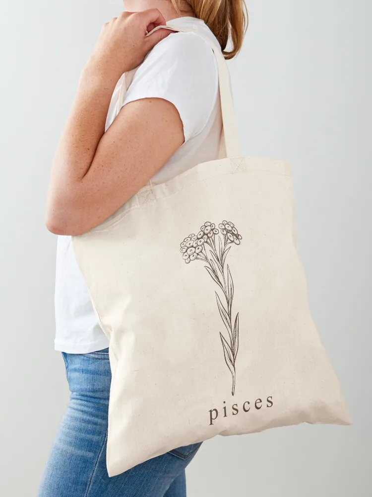 

Pisces Botanical Zodiac Tote Bag personalized tote Woman shopper bag Women's beach bags eco bag folding