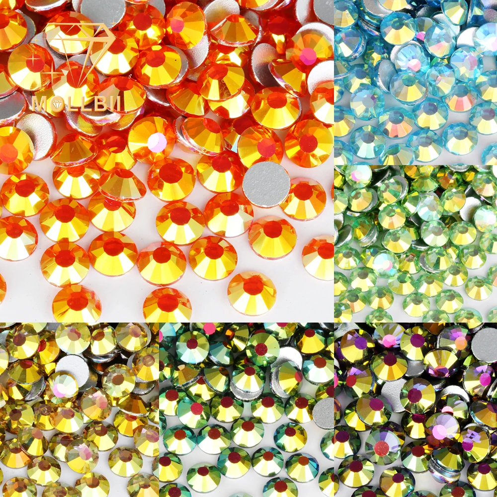 

MollBii Glitter Crystal Strass SS6-SS30 3D DIY Non HotFix FlatBack Rhinestones for crafts Nail Art Stones Decorations Accessorie