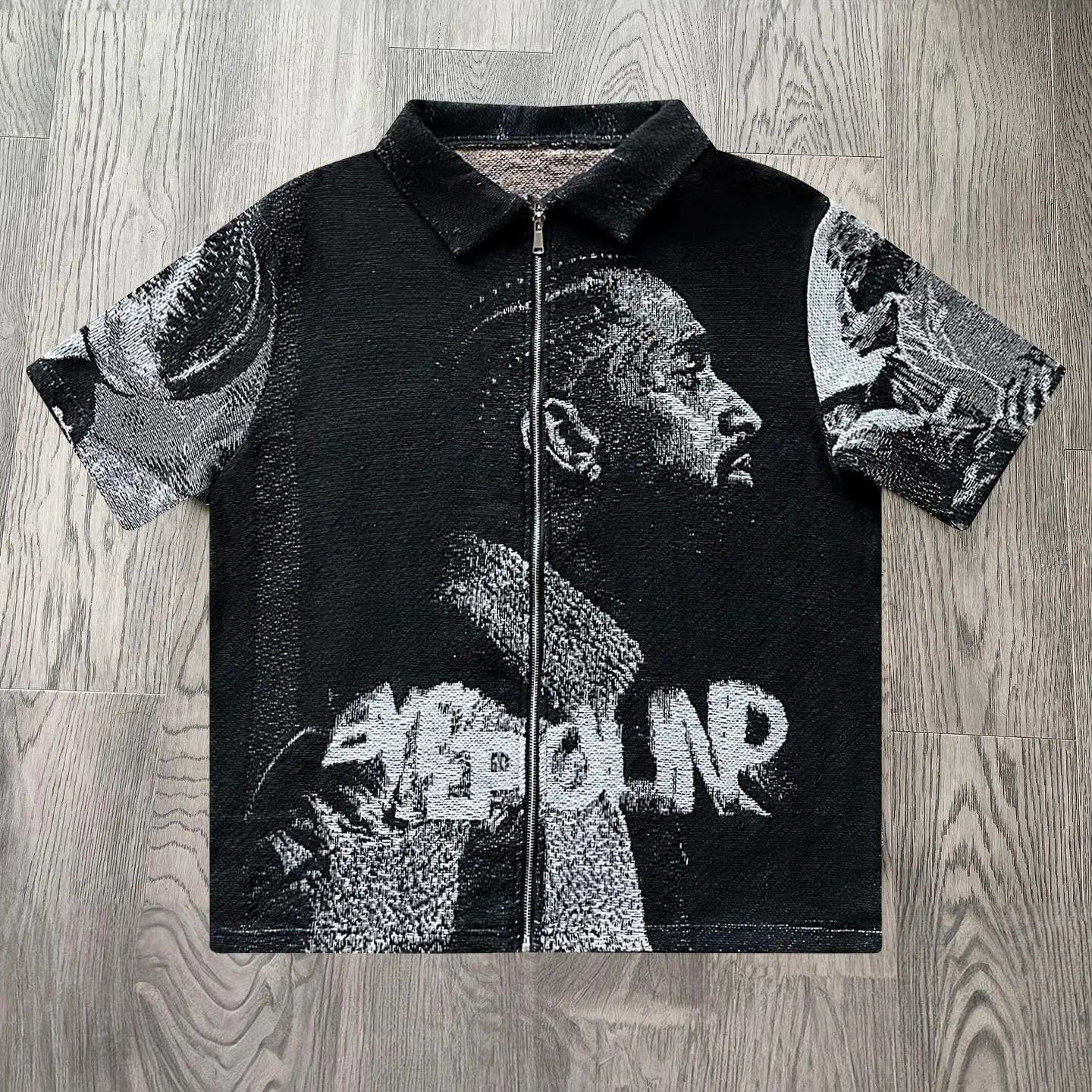 

Men's Zipper ort Sve T-irt Loose Fit Antibacterial Sport Sle Printed Retro Ethnic Theme Polyester Casual Wear