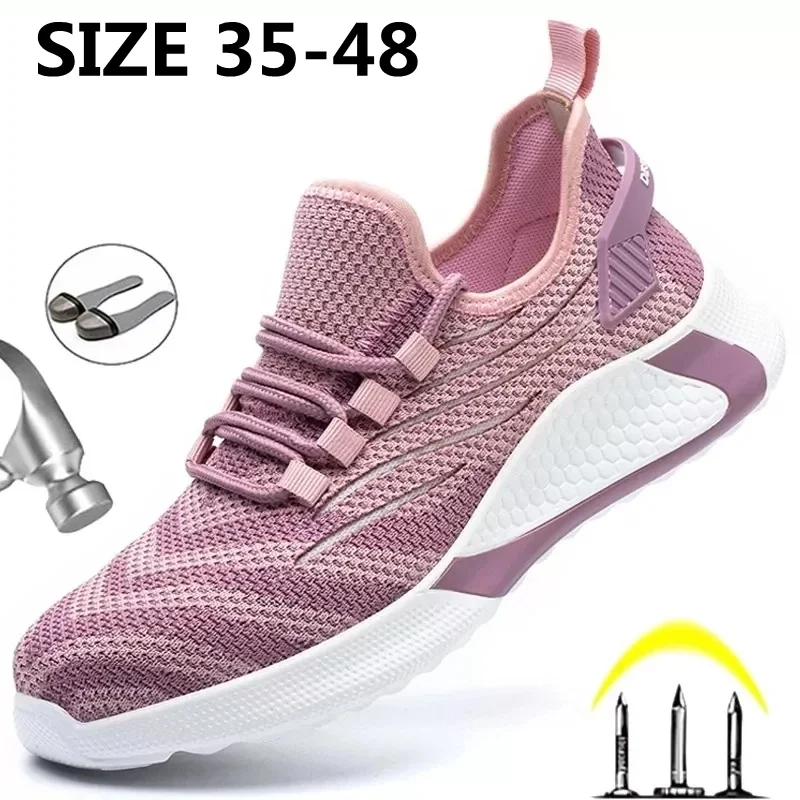 Safety Shoes Women Steel Toe Shoes Men Work Sneakers Men Lightweight Work Boots Indestructible Work Shoes big size 35-48