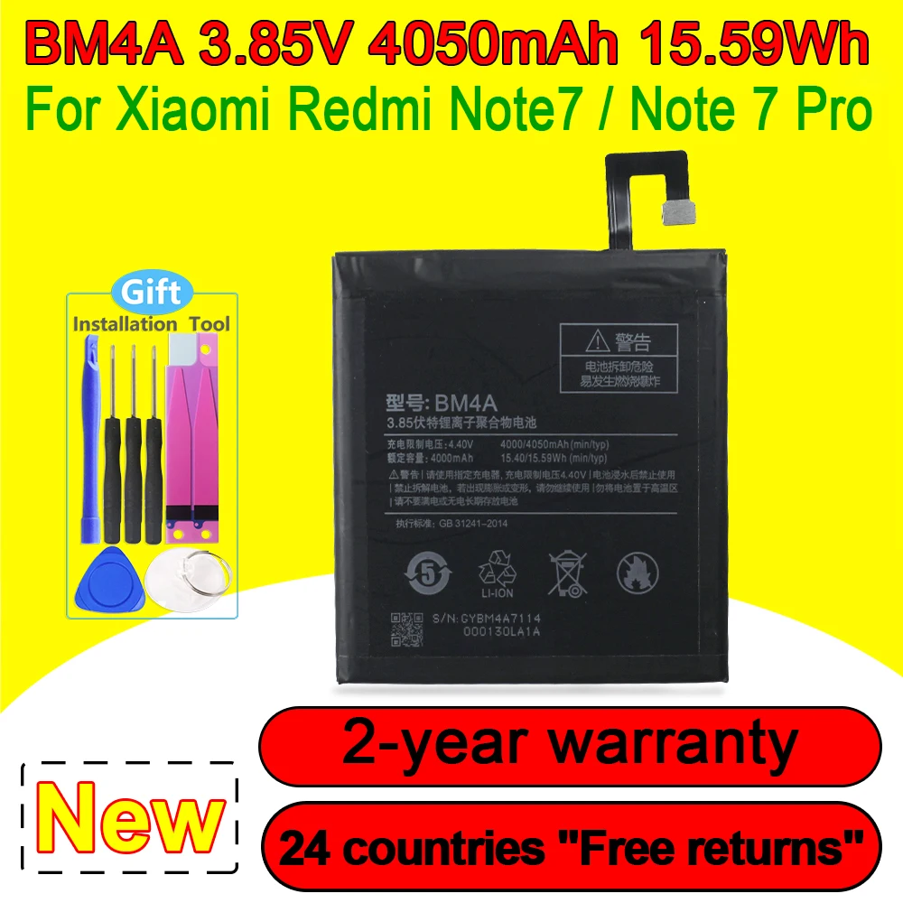 

100% NEW BM4A 4000mAh High Quality Battery For Xiaomi Redmi Pro Smartphone/Smart Mobile Phone Fast Delivery With Free Tools