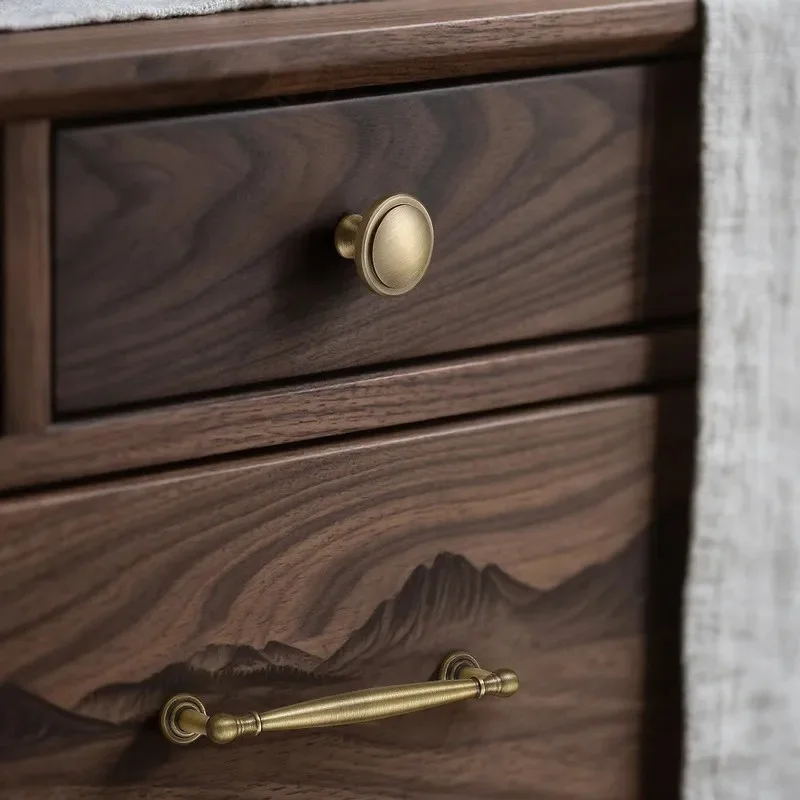 French Retro Brass Drawer Handle Bronze Kitchen Cabinet Shoe Wardrobe Door Pull Furniture Hardware