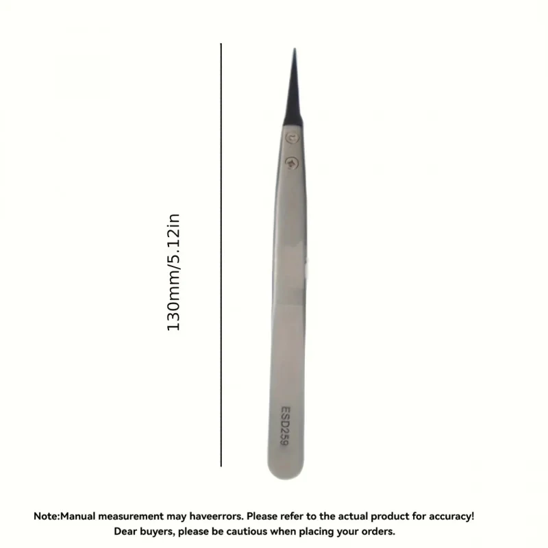 1pc ESD-Safe Precision Tweezers with Anti-static Protective Tips, Heavy-duty Metal, Suitable for Electronics and Jewelry Repair