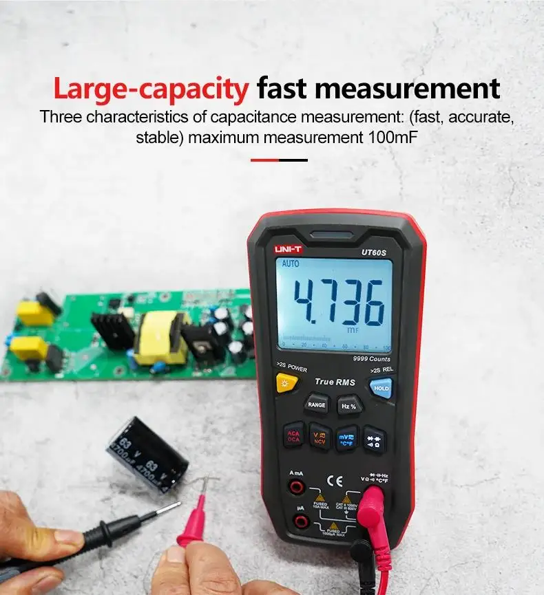 Imagem -05 - Uni-t-digital Multímetro Inteligente Ut60s Ut60bt 1000v ac dc Voltímetro Amperímetro True Rms Medidor de Frequência Capacitor Testador de Temperatura