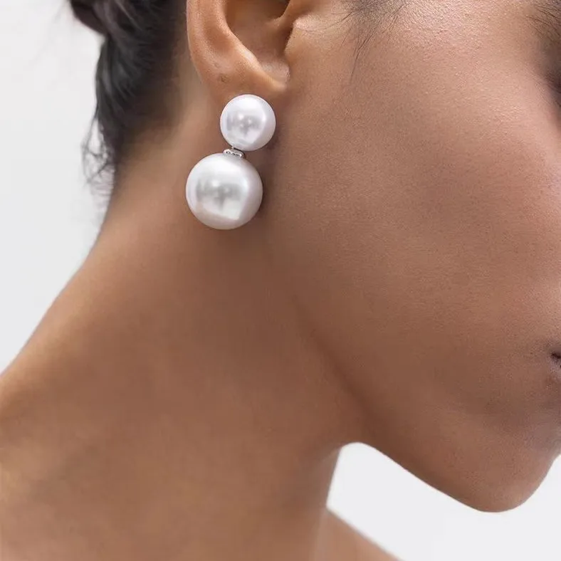Withered Big Pearl Earrings 925 Silver Needle Earrings 2026 Atmospheric Design Earrings