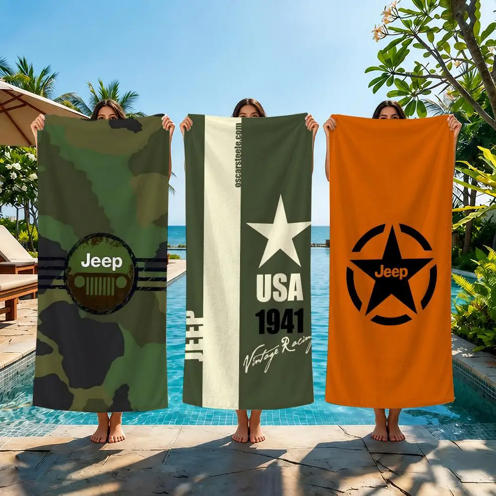 Car Brand J-Jeep Towel Beach Towel Quick Dry Absorbent Bath Towel For Swimming Gym Camping Outdoor Sunbathing