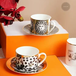 Creative Face Animal Ceramic Coffee Cup Fine Bone China Gold Plated Teacup Office Mug Couple Mug Drinkware Gift Home Decoration