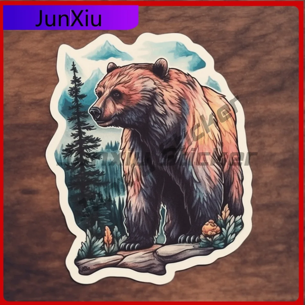 

Brown Bear Sticker Wild Animal Decal for Truck Cool Waterproof Vinyl Decoration Car Laptop Window Bumper