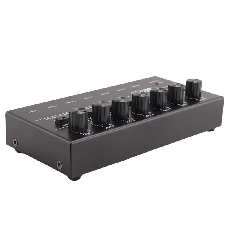 1 PCS 6 Channels Audio Mixer Mini Stereo Mixer Professional Sound Mixer 6.35MM Low-Noise USB Mixer For Recording Studio ,Black