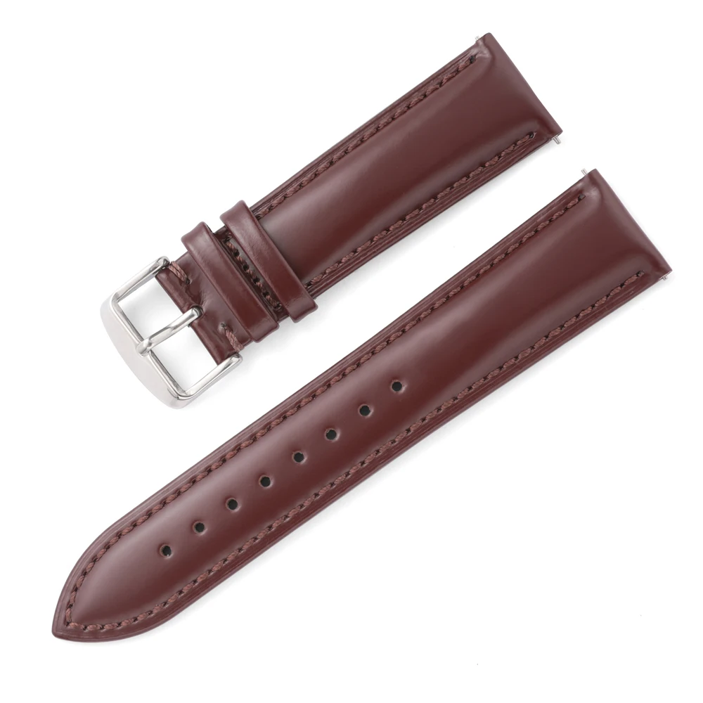 Glossy Leather Watch Band  Strap 18mm 19mm 20mm 21mm 22mm Genuine Cordovan Wristband Bracelet For Women Men