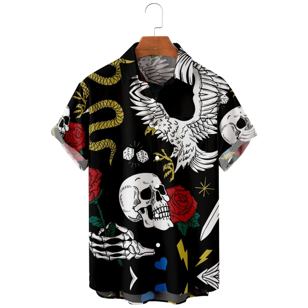 

2022 new men's casual breathable short sleeve top fashion Lapel men's shirt Hawaii with beach 7.62