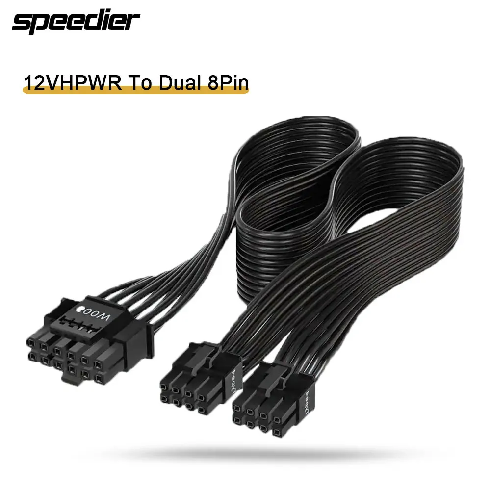 

30cm 12VHPWR ATX3.0 PCI-E 5.0 Power Modular Cable To Dual ATX 8Pin for RTX 3080 3090TI PSU 16Pin 12+4P Graphics Card