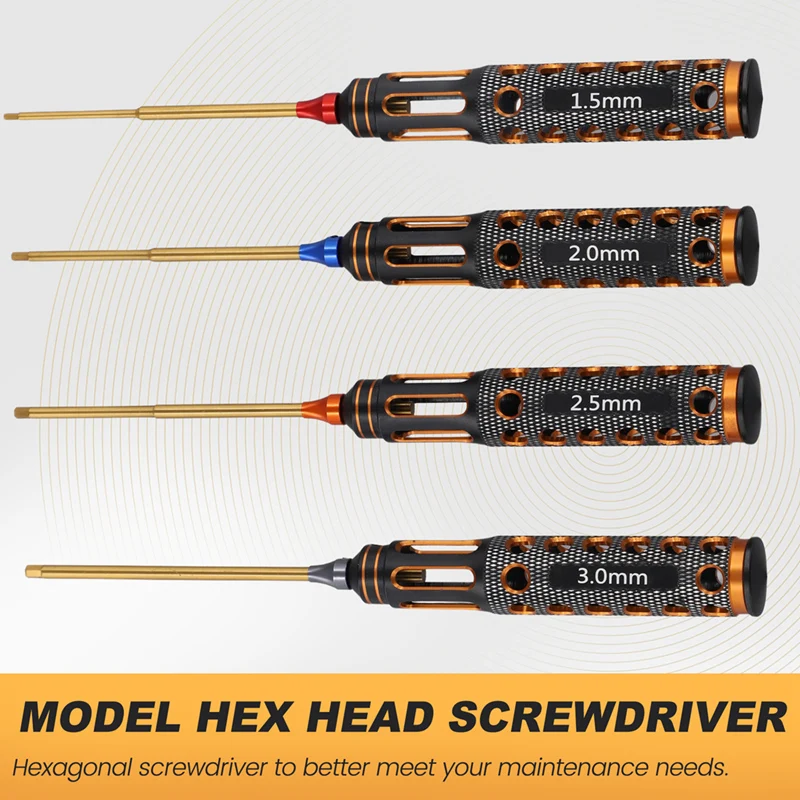 4Pcs/Set Titanium Plating 1.5Mm/2Mm/2.5Mm/3Mm Hexagon Screwdriver Screw Driver Tool For Rc Model Car Boat Airplane