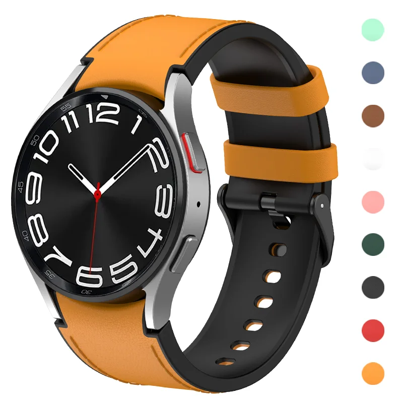 Silicone Leather Band for Samsung Watch 7 4 5 6 44mm 40mm Classic 47mm 46mm 43mm 42mm Sport Bracelet for Galaxy Watch 5 Pro 45mm