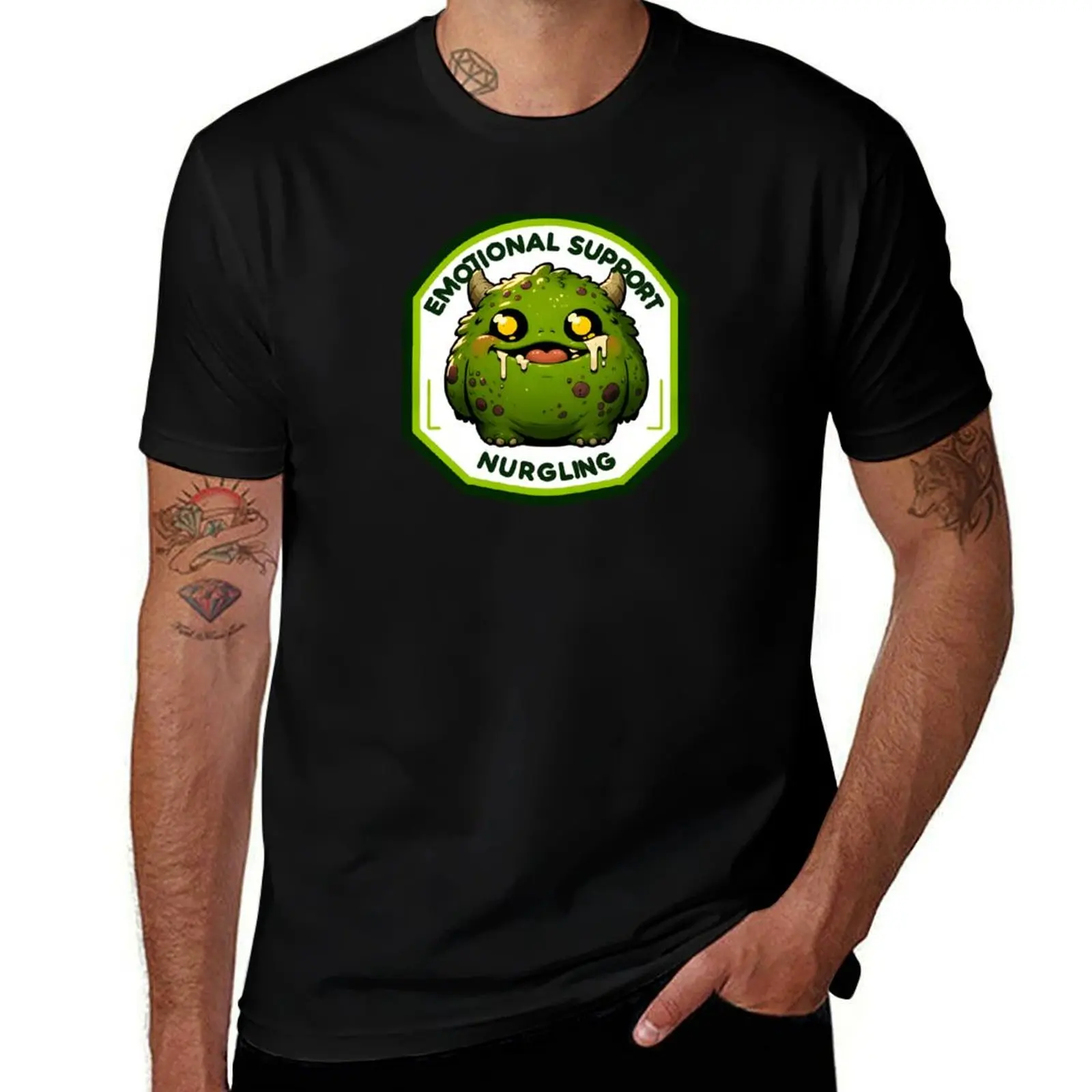 Nurgle Emotional Support Nurgling Badge T-Shirt t shirts for man slim fit T-Shirt