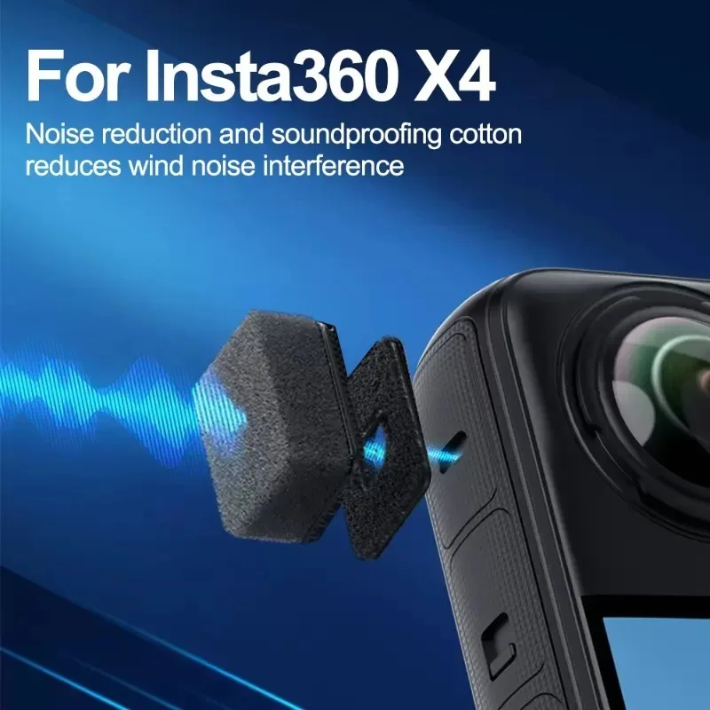 12/24 шт. шумоподавляющий ветрозащитный хлопок для камеры Insta360 X4, микрофон, ветровая муфта, уличная гибкая губка для лобового стекла