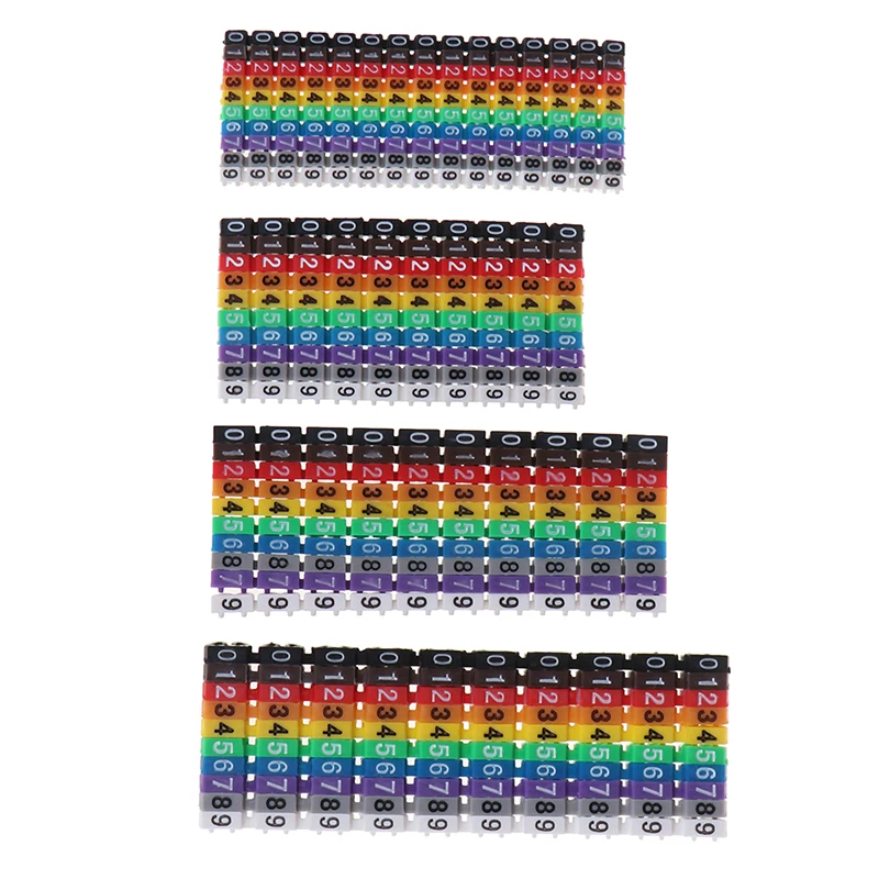 100/150 Pcs Cable Markers Colourful C-Type Marker Number Tag Label For 2-3mm Wire