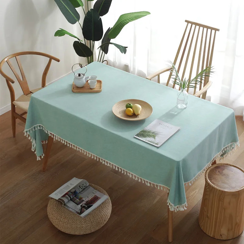 INS Nordic Solid Color Fashion Modern Rectangle Table Cover Patry Antifouling Imitation Cotton Linen Macrame Table Cloth