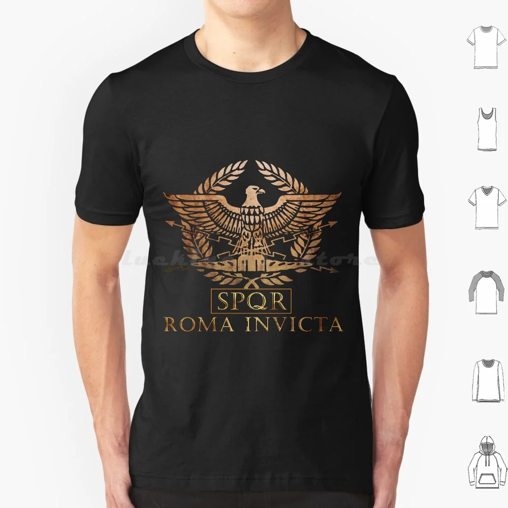 Spqr-Roma Invicta-Unconquered T Shirt Big Size 100% Cotton Spqr Roma Invicta Unconquered