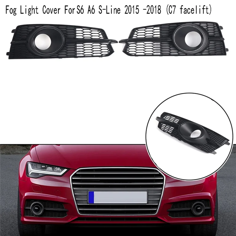 

Car Front Fog Light Cover Trim For S6 A6 S-Line 2015 -2018 (C7 Facelift) With ACC Hole Fog Lamp Grill-A61E