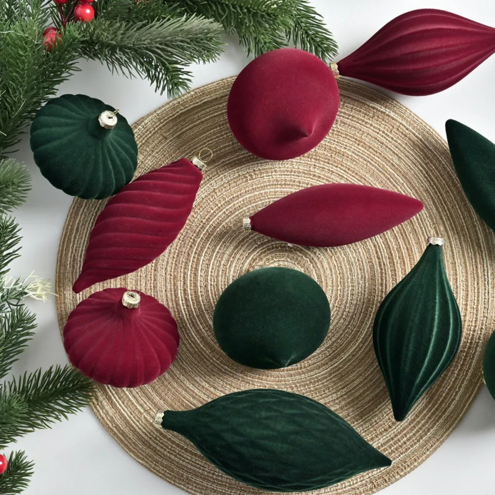 Palline di Natale in velluto 27 pezzi Assortimento di ornamenti per albero di Natale floccati per decorazioni natalizie per albero di Natale Ghirlanda fai da te facile da appendere