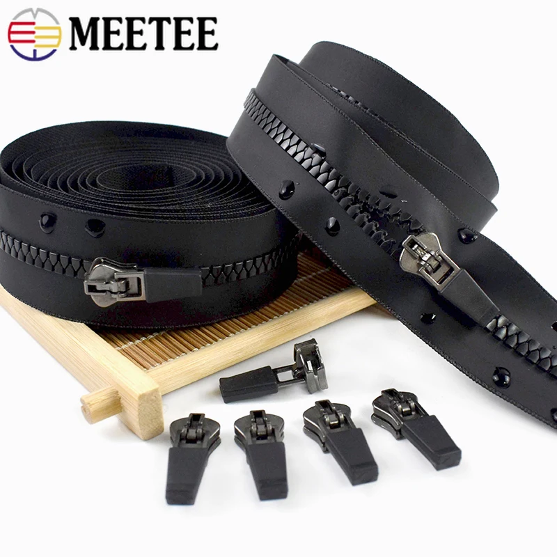 

2/5/10M 5# Waterproof Resin Zipper with Zip Pull Open-End Invisible Zips for Sewing Clothes Easy Repair Zippers DIY Accessories