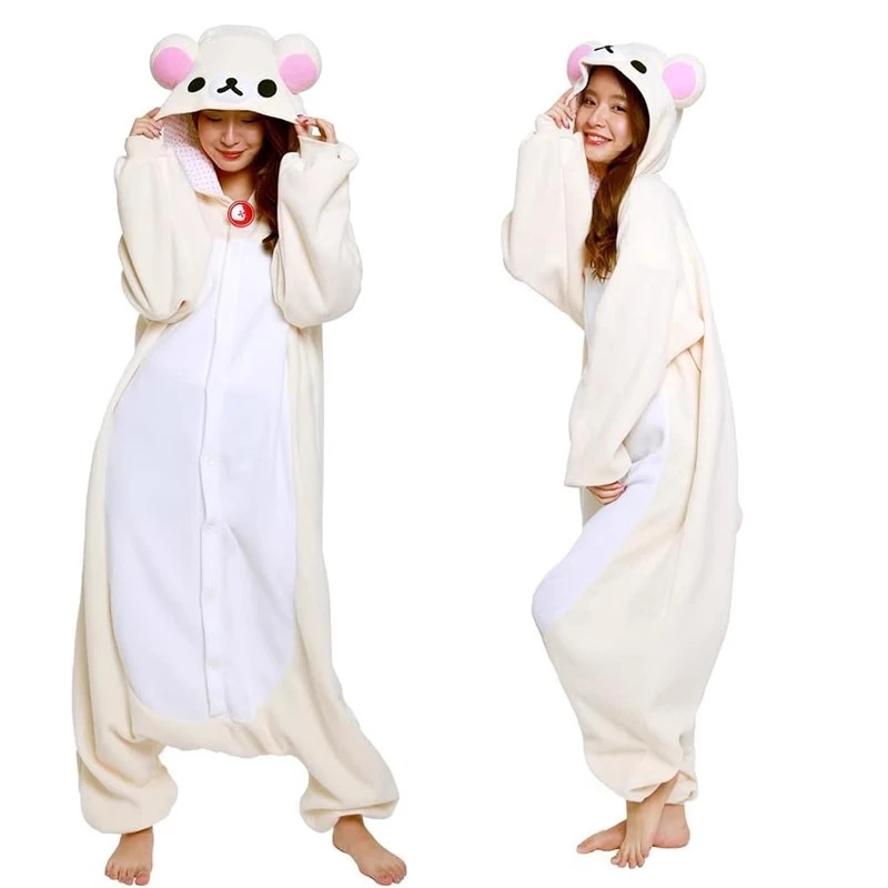 New Cute Cartoon Onesie Pajamas for Adults Fleece Hooded Animal Costume Home Loungewear Halloween Cosplay Anime Sleepwear