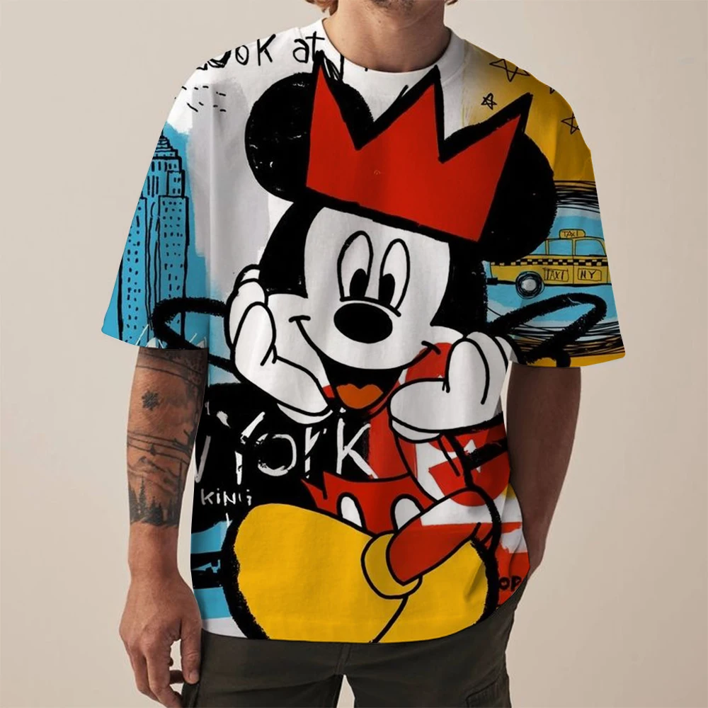 Miniso Men Disney Mickey Mouse T-Shirt Summer Boy Street Fashion Casual Sports Loose O Neck Quick Dry Short Sleeve Clothing Kid