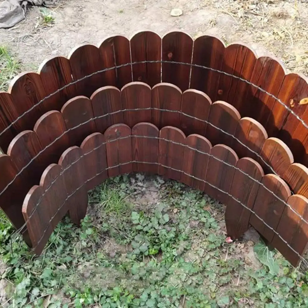 102cm Wood Fence Bendable Garden Edging Border Decorative Flower Bed Fence Easy Install Outdoor Decor Barrier Yard Patio Path