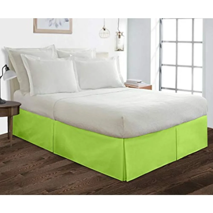

Pleated Bed Skirt Parrot Green Queen Size 18 Inch Tailored Drop Easy Fit Soft Double Brushed Premium Quality Microfiber Bed Ski
