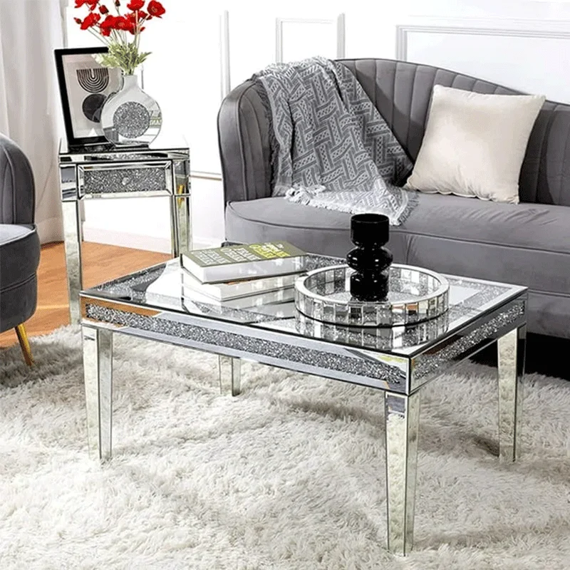 Luxury Coffee Tables Basse Crushed Diamond Furniture Couchtisch Table Tea For Living Room Mirrored Coffee Tables