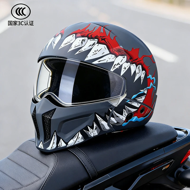 New Scorpion Retro Motorcycle Cascos Moto Locomotive Personality Multi-purpose Combination Helmet Half M L XL XXL