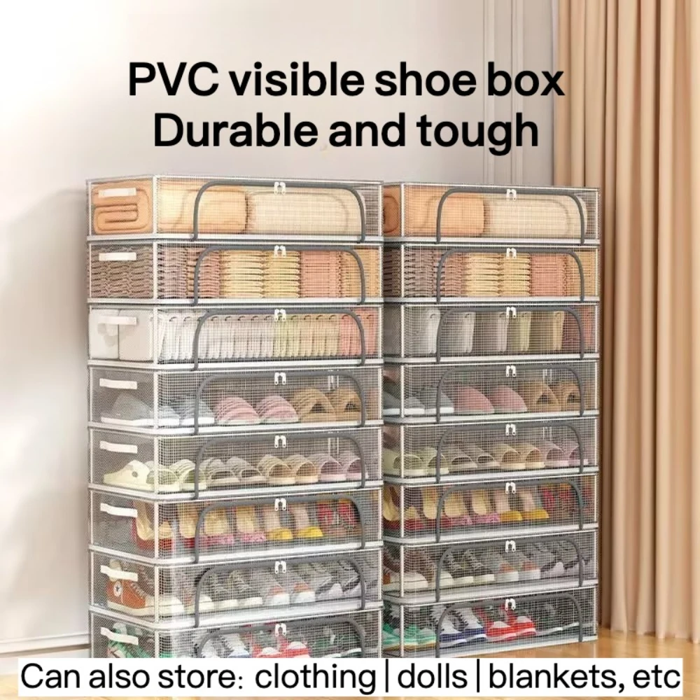 

Foldable Shoe Storage Box Clothing Storage Cabinet Dustproof Transparent Shoe Cabinet Shoe Shelves Quilt Storage Basket for Home