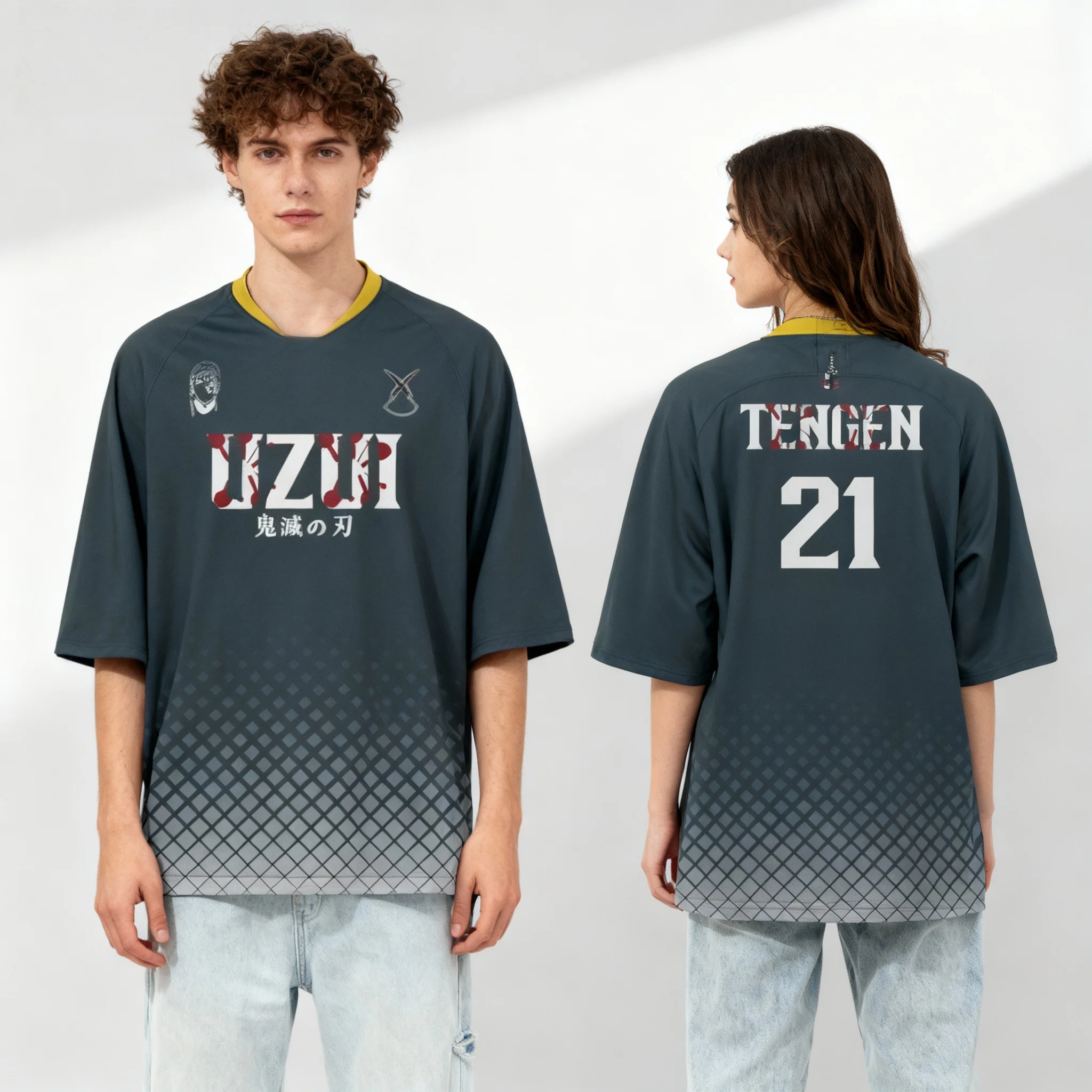 Bandai Demon Slayer Series Jersey Sweet and Cool American Street Summer T-shirt Oversized Men's and Women's Adult Top New Style