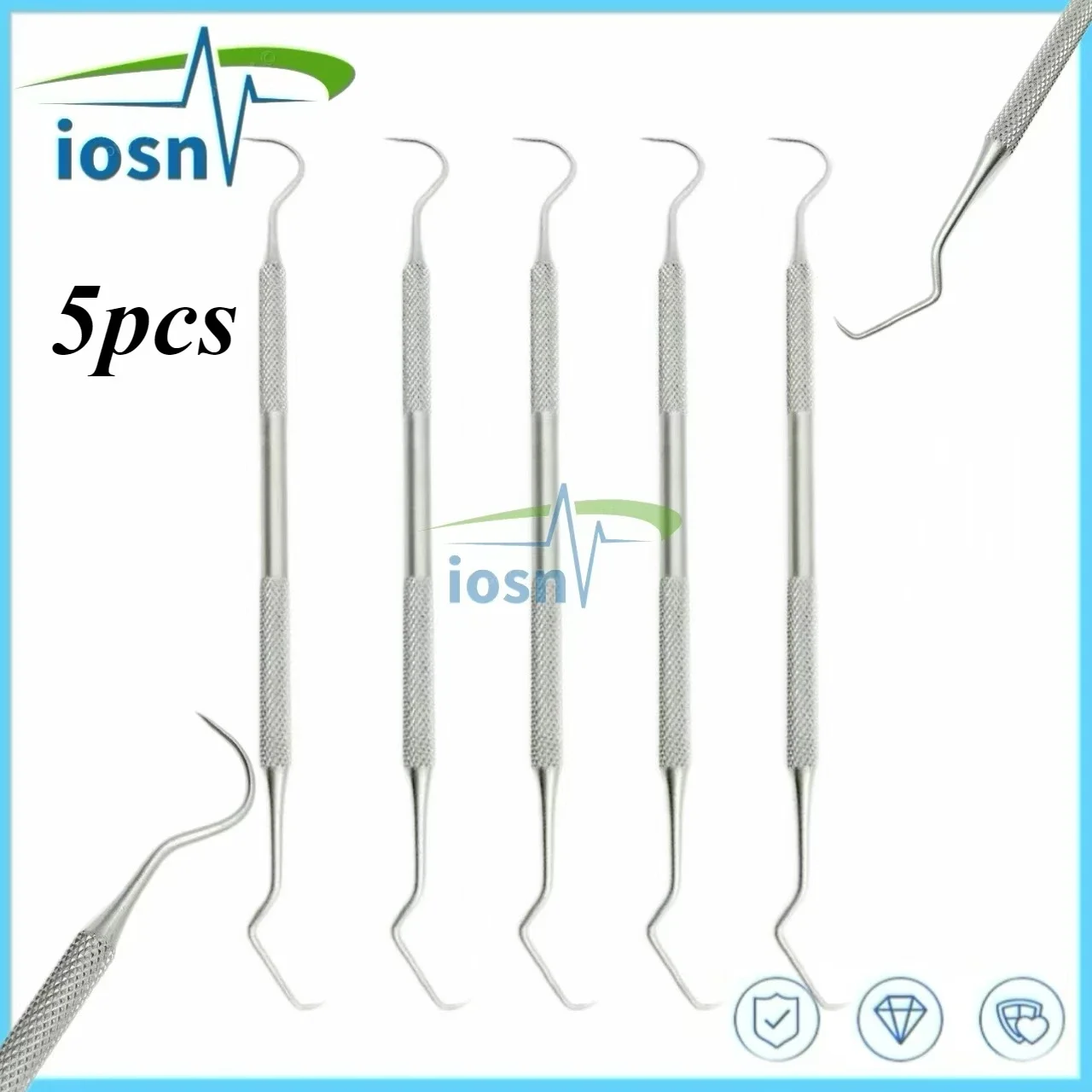 

5PCS Double Hook Tooth Dental Explorer Probe Dentist Tool Stainless Steel Dental Tool Teeth Clean Hygiene Explorer Probe hook